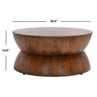 Rustic Solid Wood Round Coffee Table-MinimalisticDecor.com