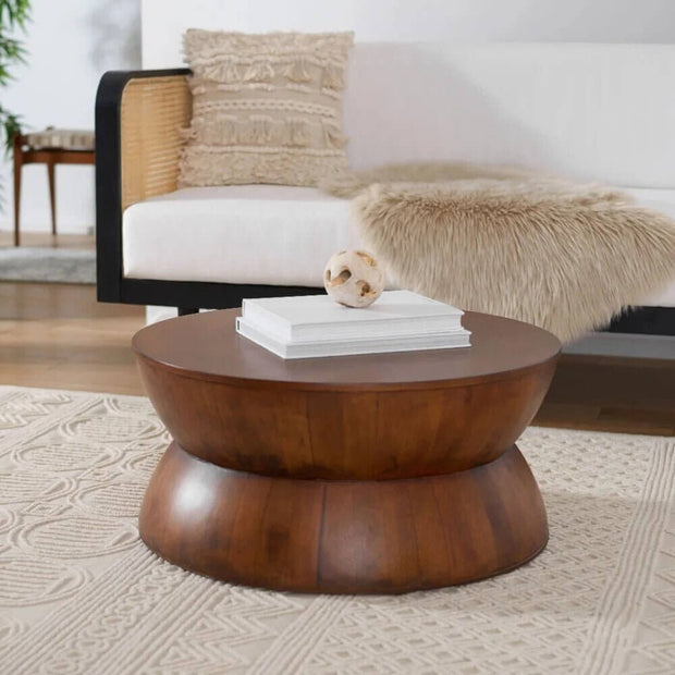 Rustic Solid Wood Round Coffee Table-MinimalisticDecor.com
