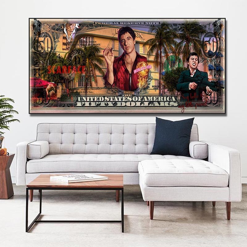 Scarface Canvas Wall Art - Authentic Tony Montana Prints-MinimalisticDecor.com