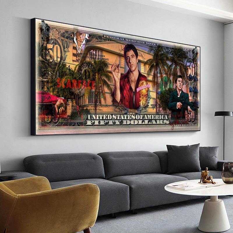 Scarface Canvas Wall Art - Authentic Tony Montana Prints-MinimalisticDecor.com