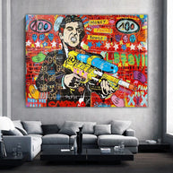 Scarface Pablo Graffiti Canvas Wall Art: Vibrant Masterpiece-MinimalisticDecor.com