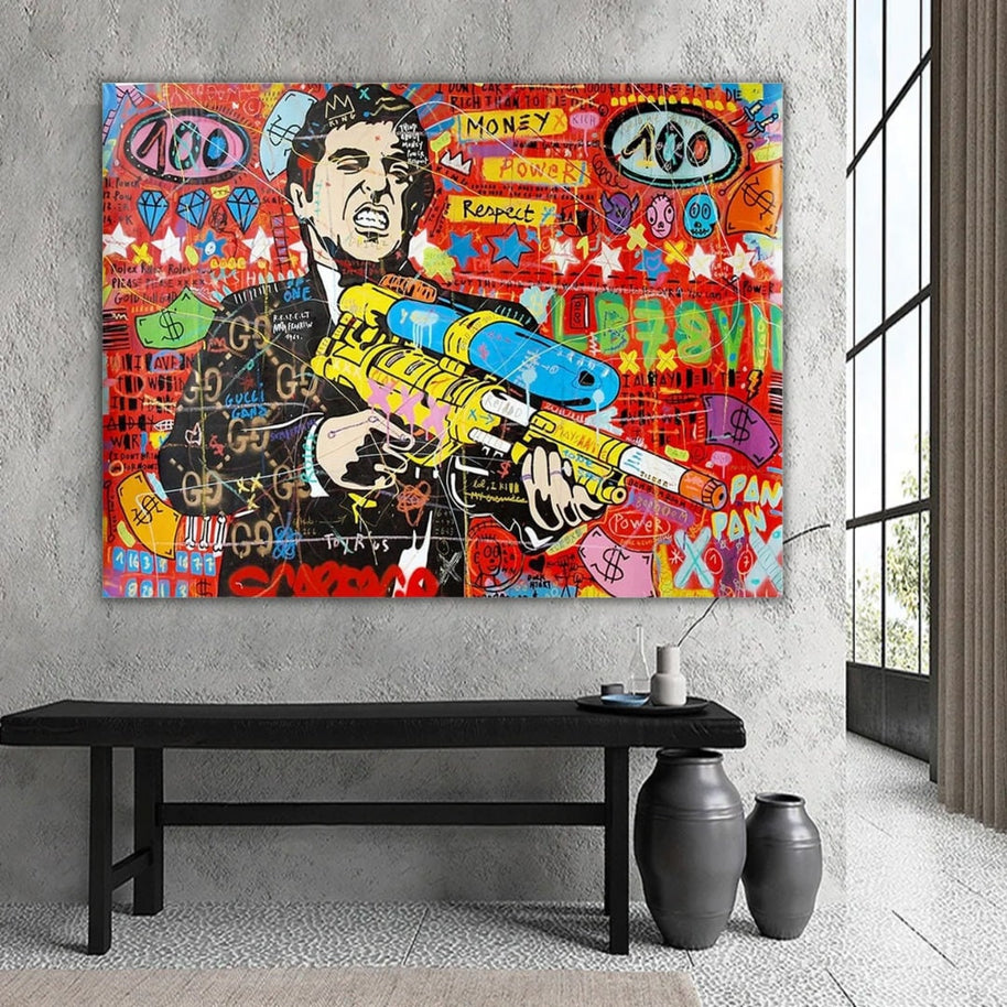 Scarface Pablo Graffiti Canvas Wall Art: Vibrant Masterpiece-MinimalisticDecor.com