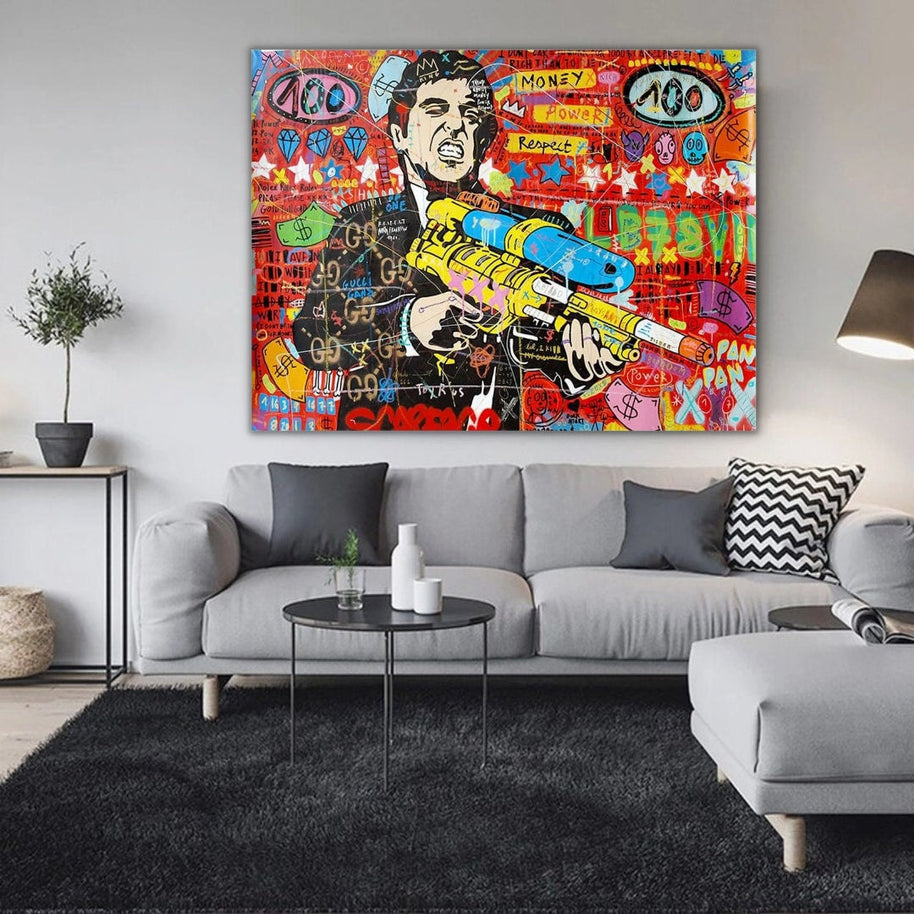Scarface Pablo Graffiti Canvas Wall Art: Vibrant Masterpiece-MinimalisticDecor.com