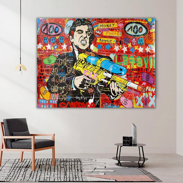 Scarface Pablo Graffiti Canvas Wall Art: Vibrant Masterpiece-MinimalisticDecor.com