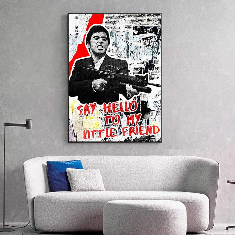 Scarface Tony Montana Poster: Say Hello to my Little friend-MinimalisticDecor.com