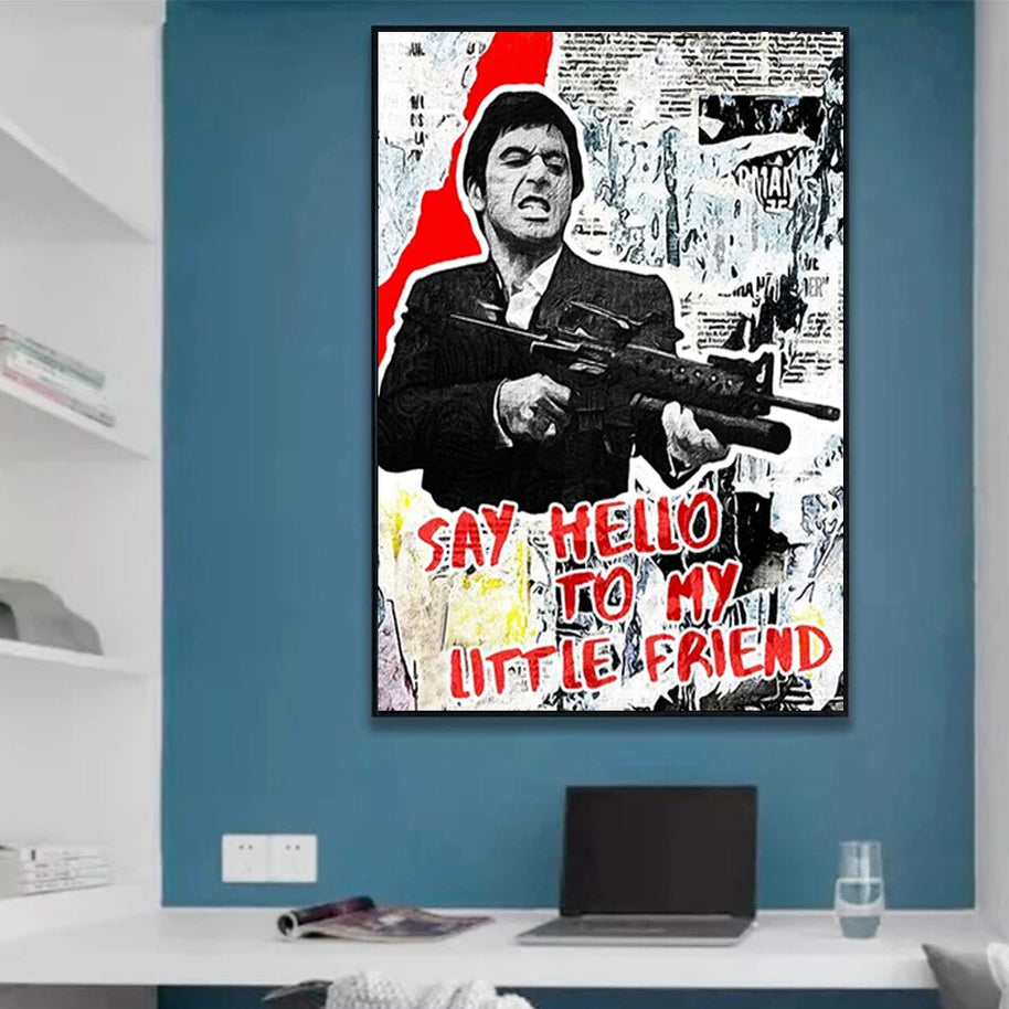 Scarface Tony Montana Poster: Say Hello to my Little friend-MinimalisticDecor.com