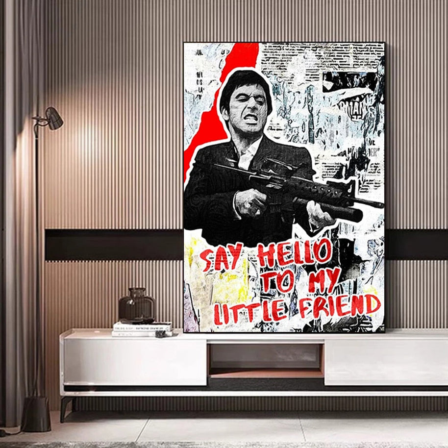 Scarface Tony Montana Poster: Say Hello to my Little friend-MinimalisticDecor.com