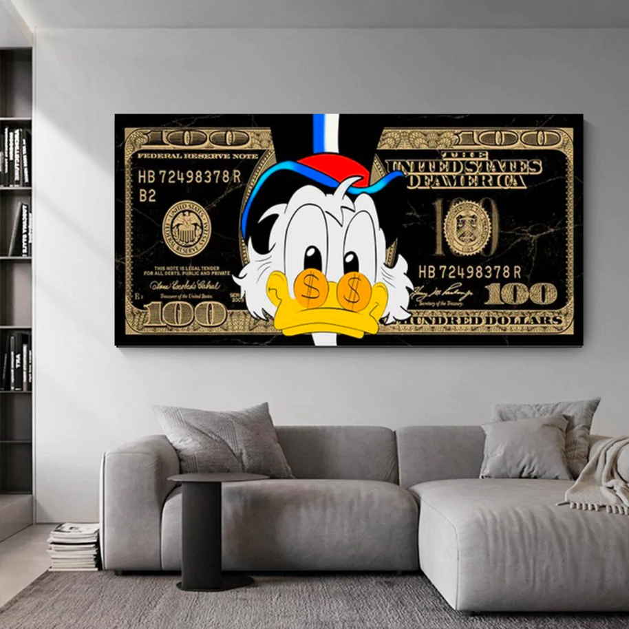 Scrooge McDuck 100 Dollar Bill Art-MinimalisticDecor.com