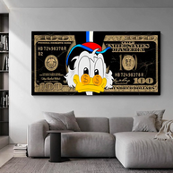 Scrooge McDuck 100 Dollar Bill Art-MinimalisticDecor.com