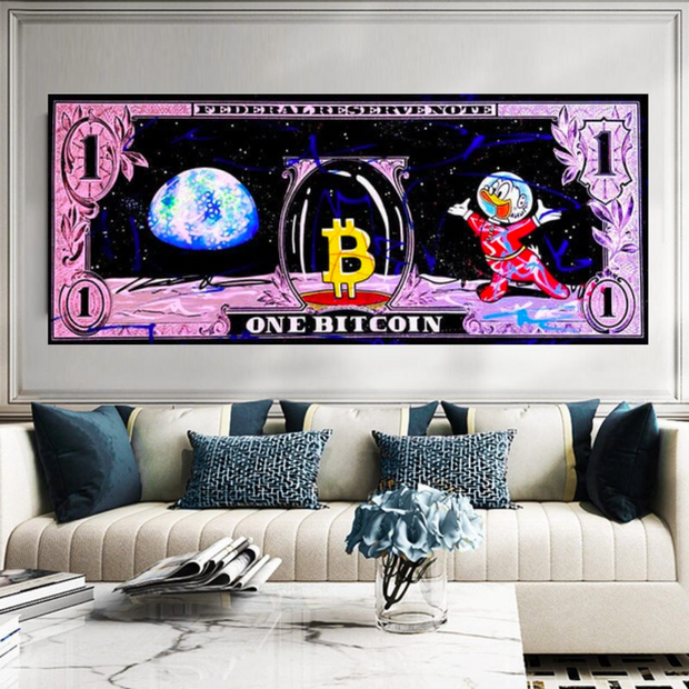 Scrooge McDuck Bitcoin being Bull Wall Art-MinimalisticDecor.com