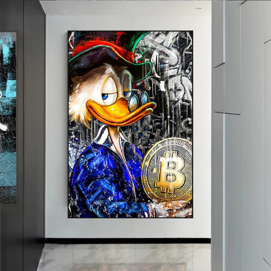 Scrooge McDuck Bitcoin Millionaire Canvas Wall Art Poster-MinimalisticDecor.com