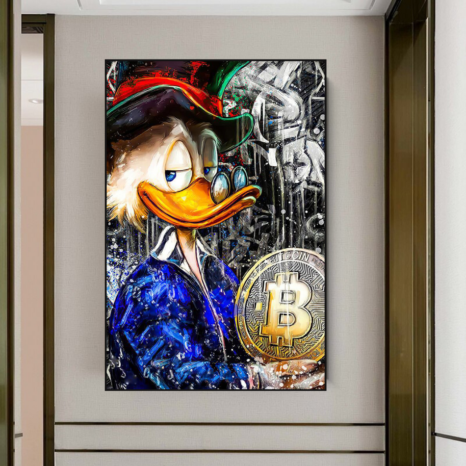 Scrooge McDuck Bitcoin Millionaire Canvas Wall Art Poster-MinimalisticDecor.com