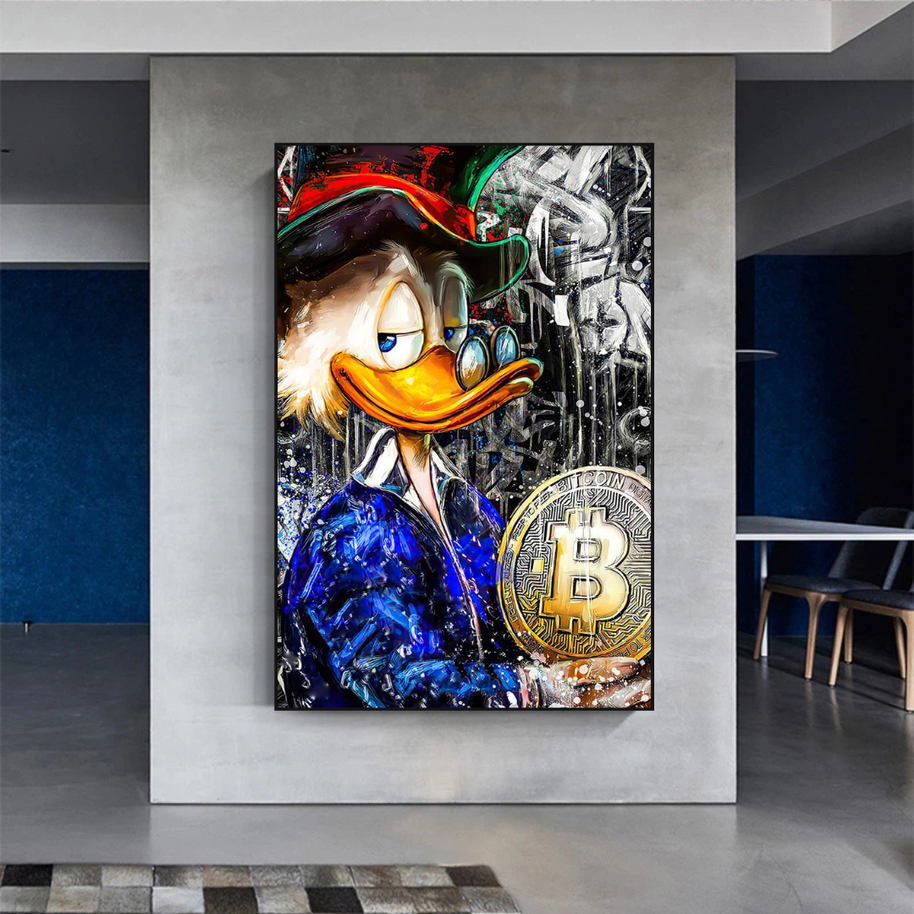 Scrooge McDuck Bitcoin Millionaire Canvas Wall Art Poster-MinimalisticDecor.com