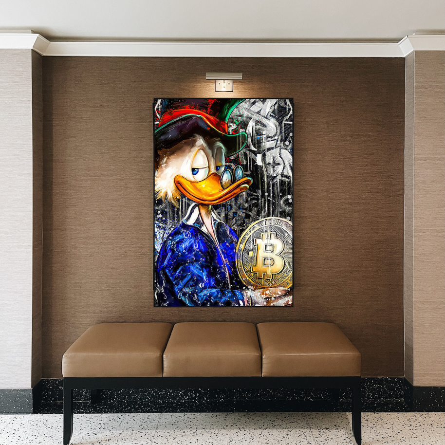Scrooge McDuck Bitcoin Millionaire Canvas Wall Art Poster-MinimalisticDecor.com