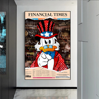 Scrooge McDuck Canvas Wall Art - Financial Times-MinimalisticDecor.com