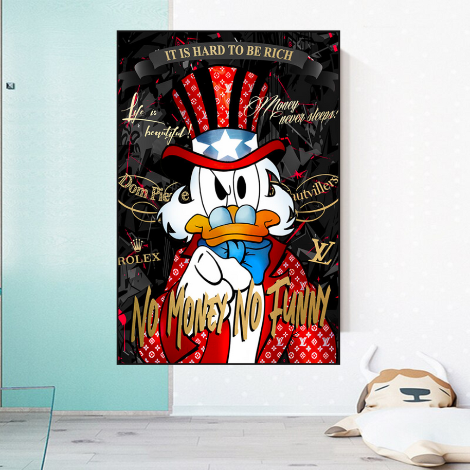 Scrooge McDuck Canvas Wall Art - No Money No Honey-MinimalisticDecor.com