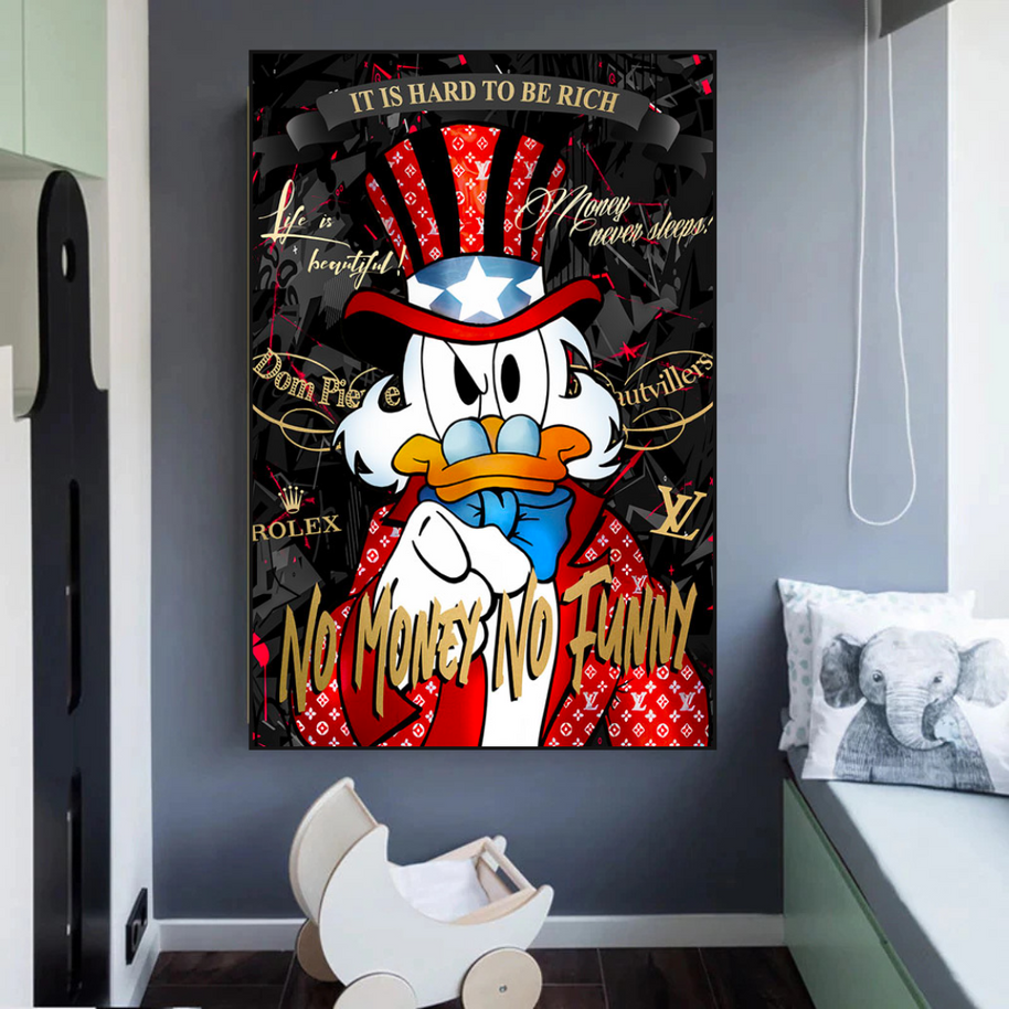 Scrooge McDuck Canvas Wall Art - No Money No Honey-MinimalisticDecor.com