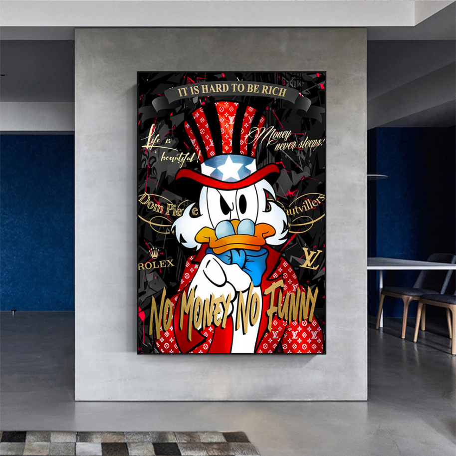 Scrooge McDuck Canvas Wall Art - No Money No Honey-MinimalisticDecor.com