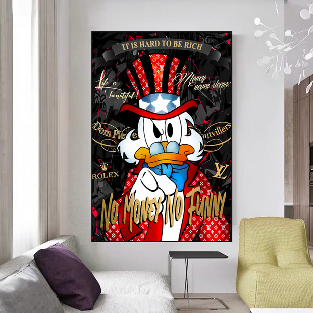 Scrooge McDuck Canvas Wall Art - No Money No Honey-MinimalisticDecor.com