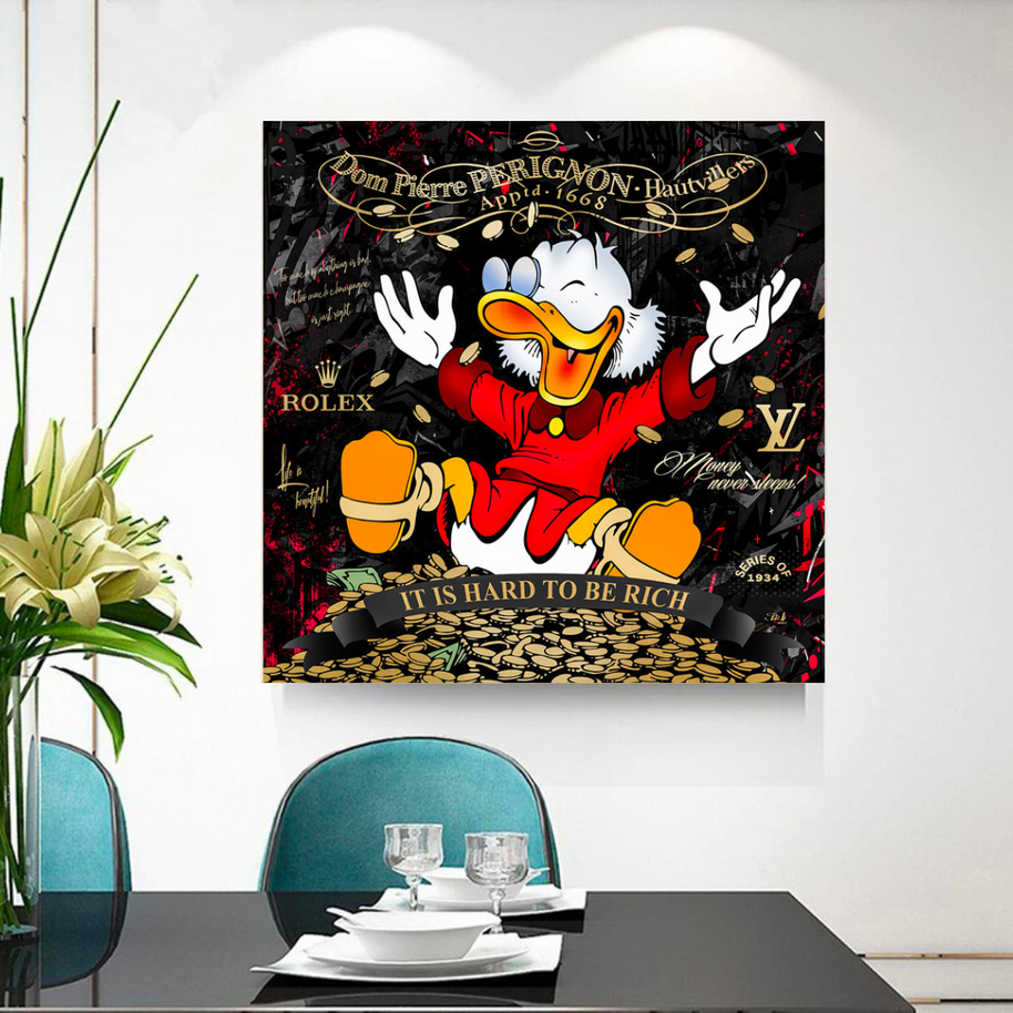 Scrooge McDuck its Hard to be Rich Canvas Wall Art-MinimalisticDecor.com