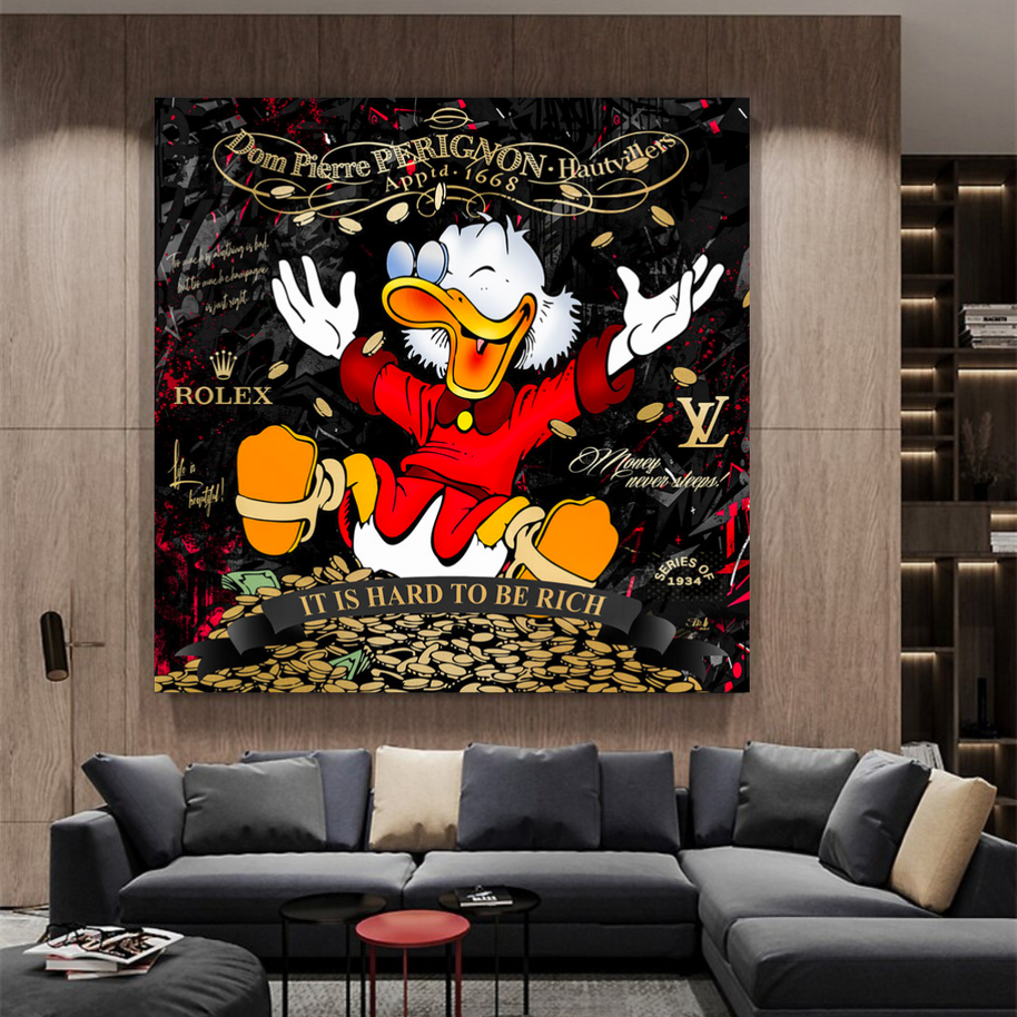 Scrooge McDuck its Hard to be Rich Canvas Wall Art-MinimalisticDecor.com