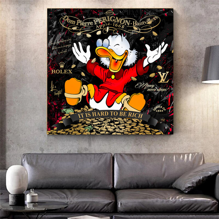 Scrooge McDuck its Hard to be Rich Canvas Wall Art-MinimalisticDecor.com