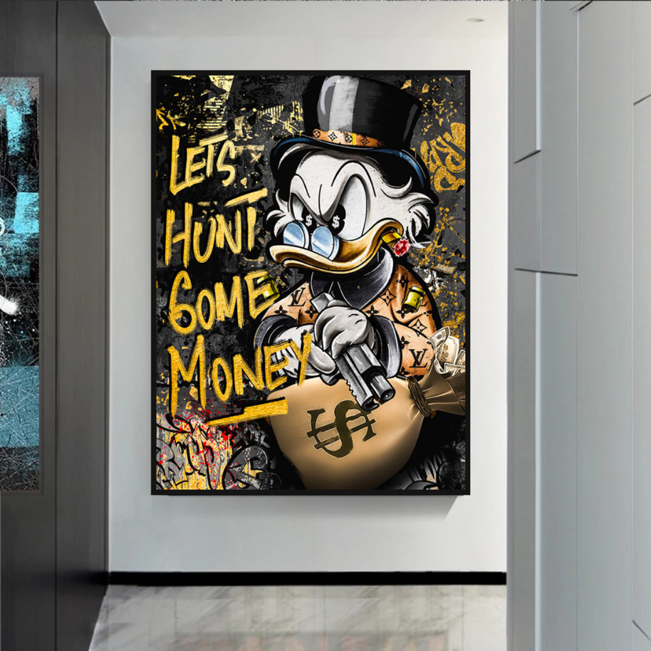 Scrooge McDuck Lets Hunt Some Money Canvas Wall Art-MinimalisticDecor.com