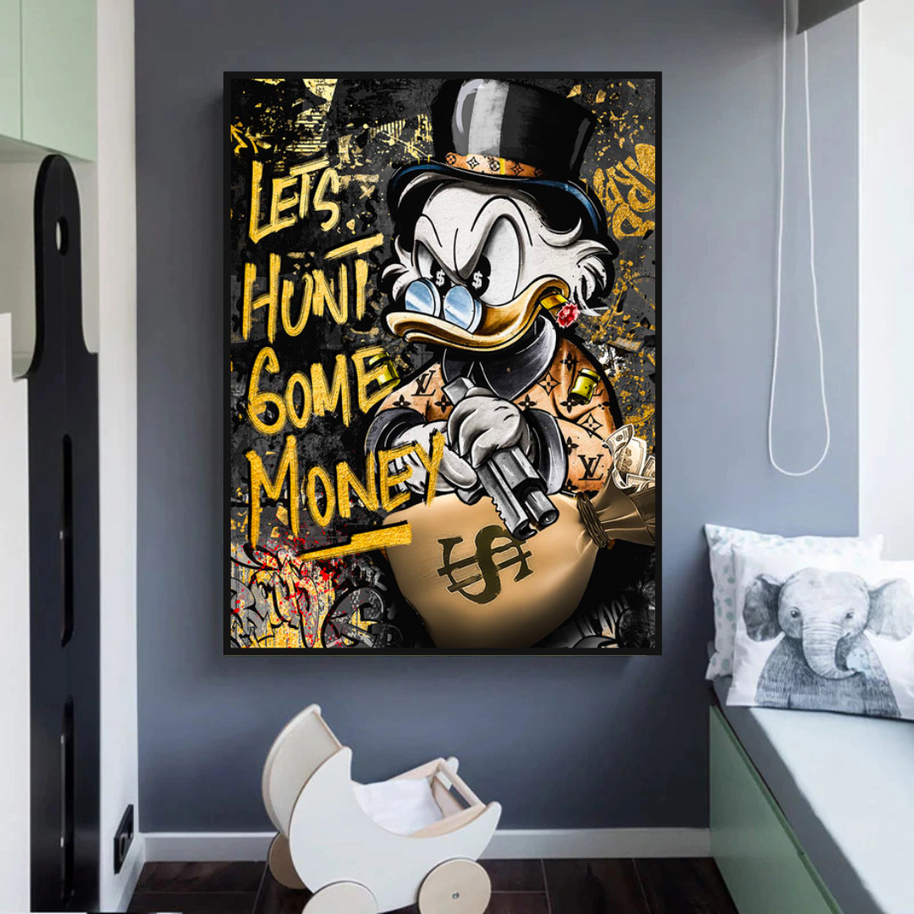 Scrooge McDuck Lets Hunt Some Money Canvas Wall Art-MinimalisticDecor.com