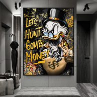 Scrooge McDuck Lets Hunt Some Money Canvas Wall Art-MinimalisticDecor.com