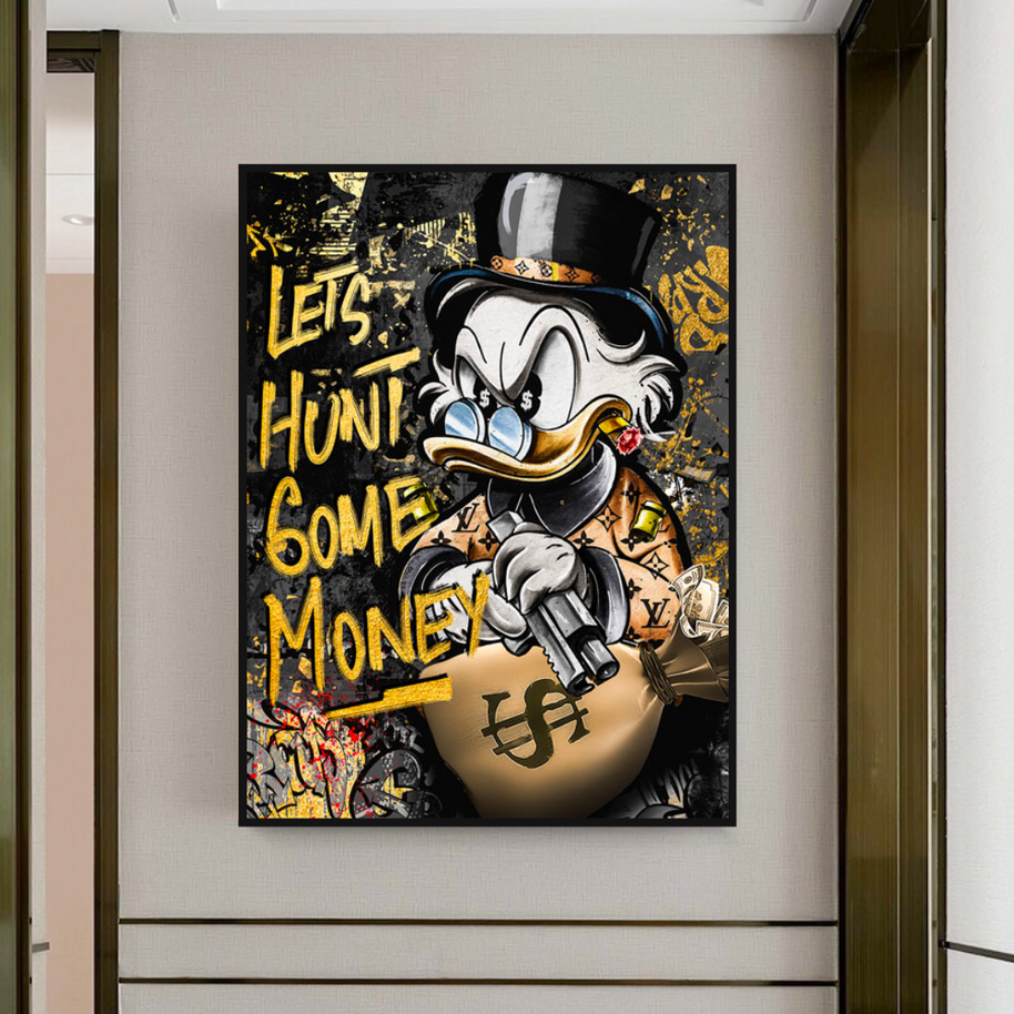 Scrooge McDuck Lets Hunt Some Money Canvas Wall Art-MinimalisticDecor.com