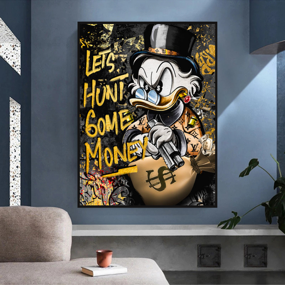 Scrooge McDuck Lets Hunt Some Money Canvas Wall Art-MinimalisticDecor.com