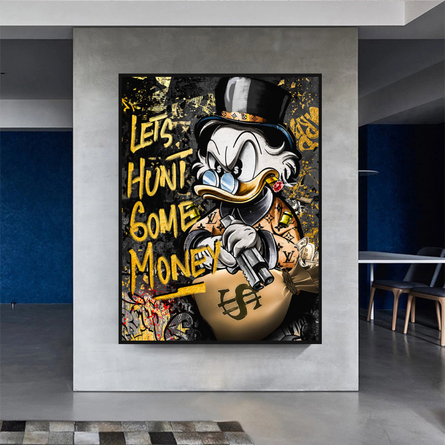 Scrooge McDuck Lets Hunt Some Money Canvas Wall Art-MinimalisticDecor.com