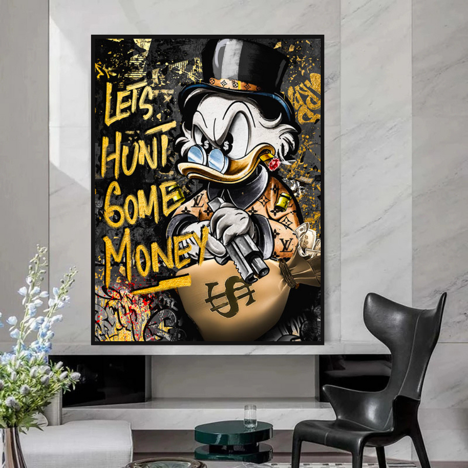 Scrooge McDuck Lets Hunt Some Money Canvas Wall Art-MinimalisticDecor.com