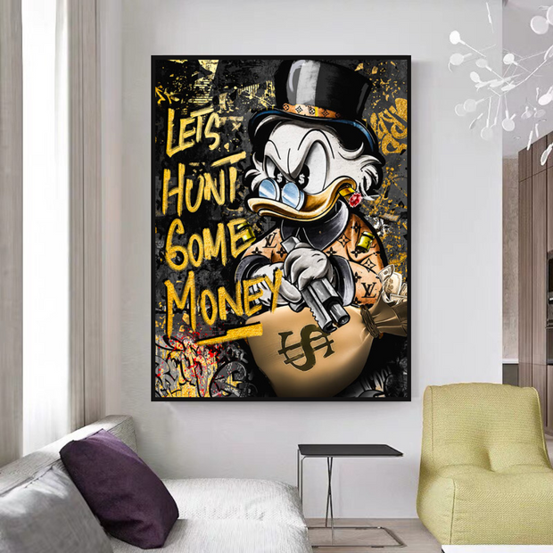 Scrooge McDuck Lets Hunt Some Money Canvas Wall Art-MinimalisticDecor.com