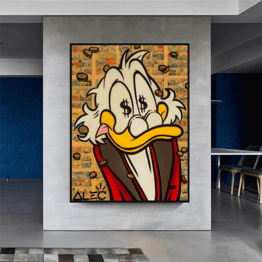 Scrooge McDuck Millionaire by Alec Canvas Wall Art-MinimalisticDecor.com