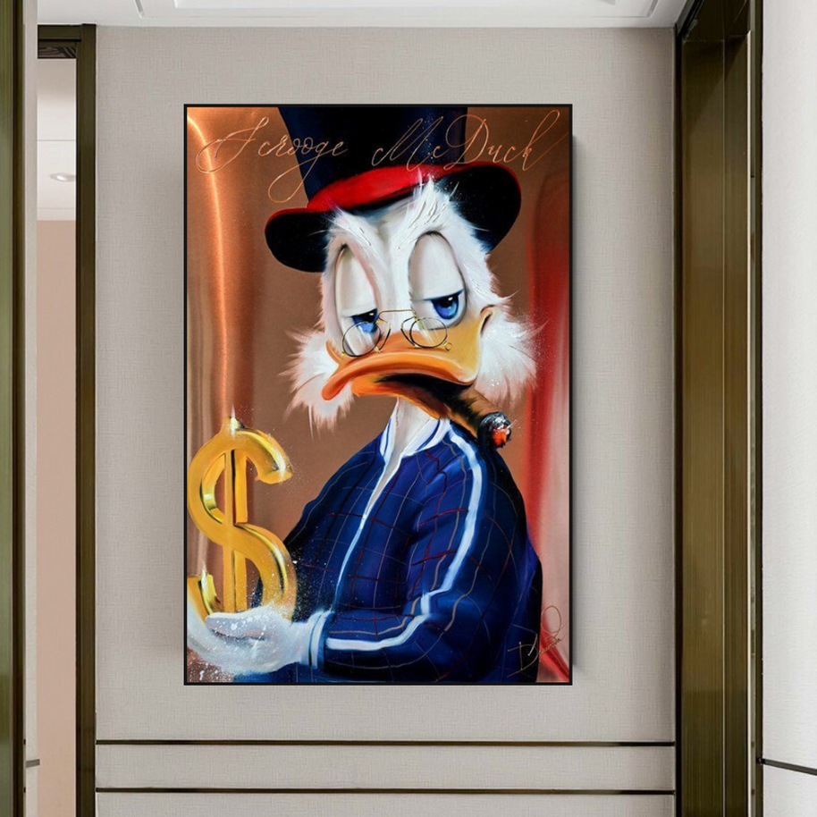 Scrooge McDuck Money Maker Millionaire Canvas Wall Art-MinimalisticDecor.com