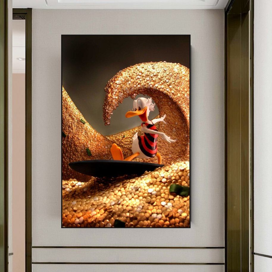 Scrooge McDuck Money Maker Millionaire Canvas Wall Art-MinimalisticDecor.com