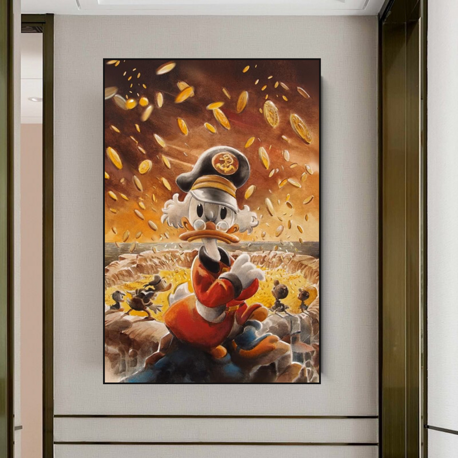 Scrooge McDuck Money Maker Millionaire Canvas Wall Art-MinimalisticDecor.com