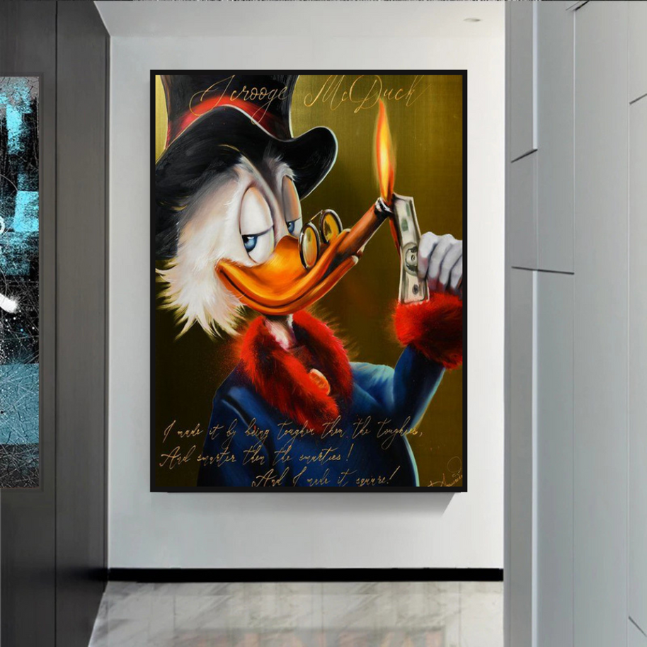 Scrooge McDuck Money Maker Millionaire Canvas Wall Art-MinimalisticDecor.com