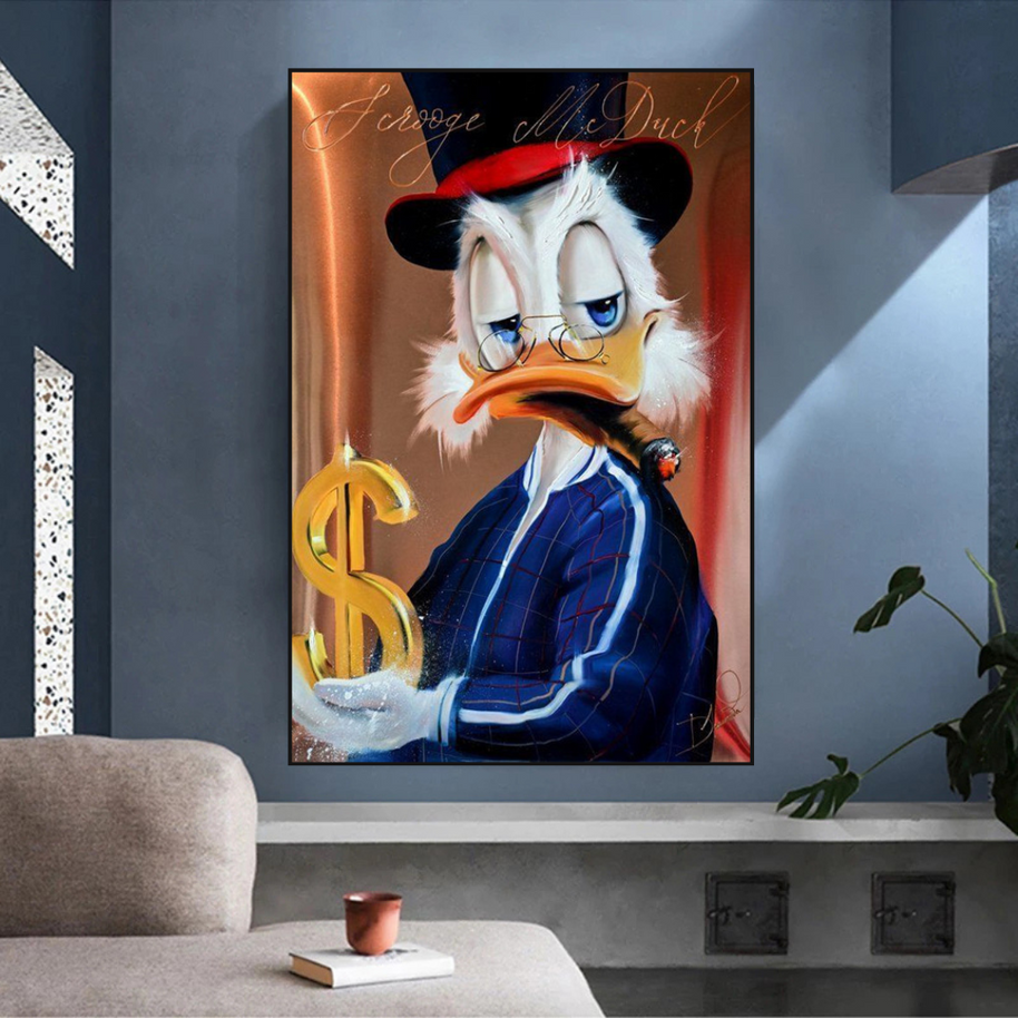 Scrooge McDuck Money Maker Millionaire Canvas Wall Art-MinimalisticDecor.com
