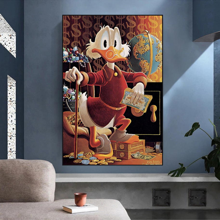 Scrooge McDuck Money Maker Millionaire Canvas Wall Art-MinimalisticDecor.com