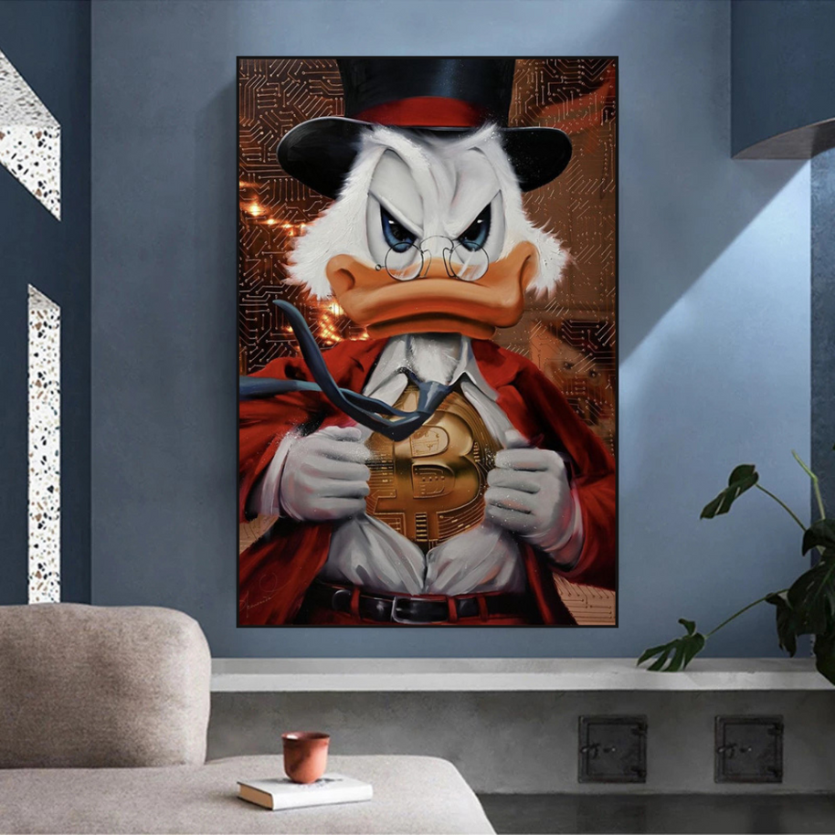 Scrooge McDuck Money Maker Millionaire Canvas Wall Art-MinimalisticDecor.com