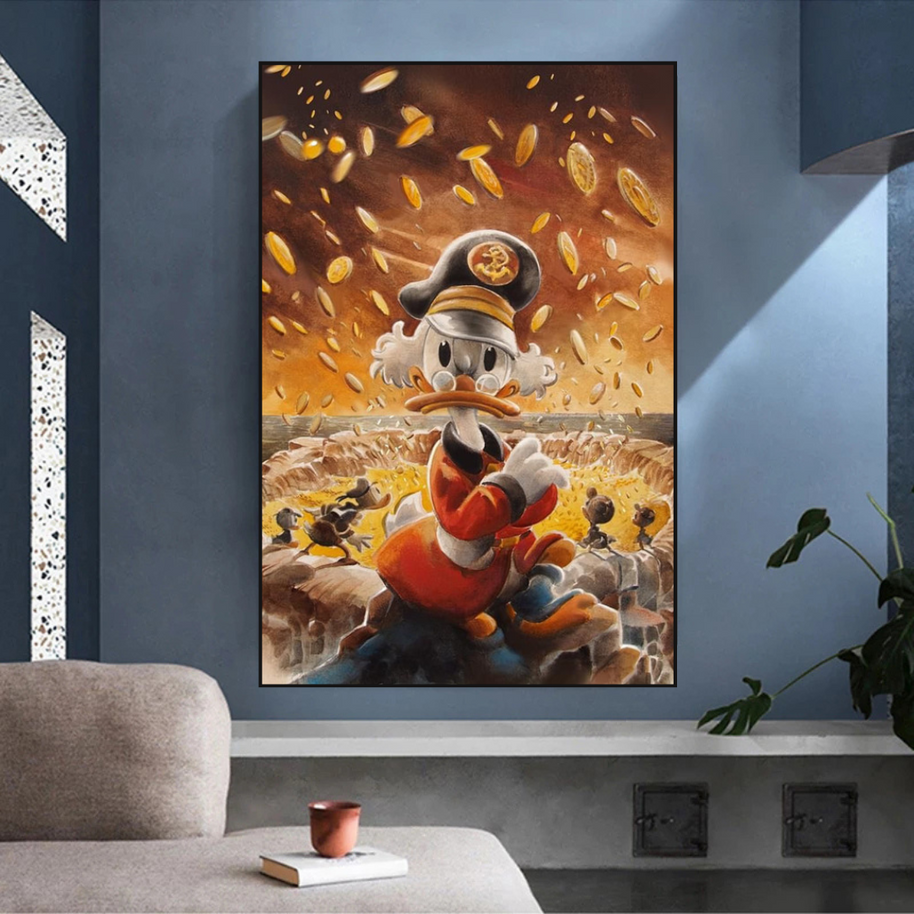 Scrooge McDuck Money Maker Millionaire Canvas Wall Art-MinimalisticDecor.com