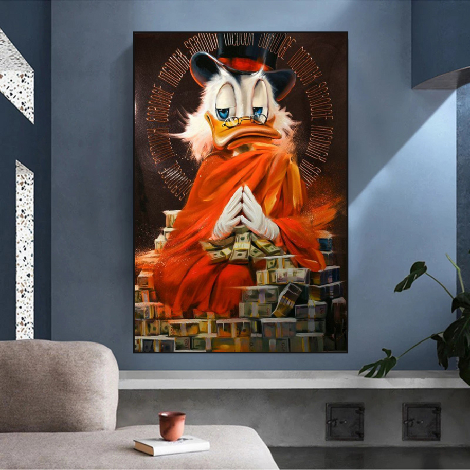 Scrooge McDuck Money Maker Millionaire Canvas Wall Art-MinimalisticDecor.com