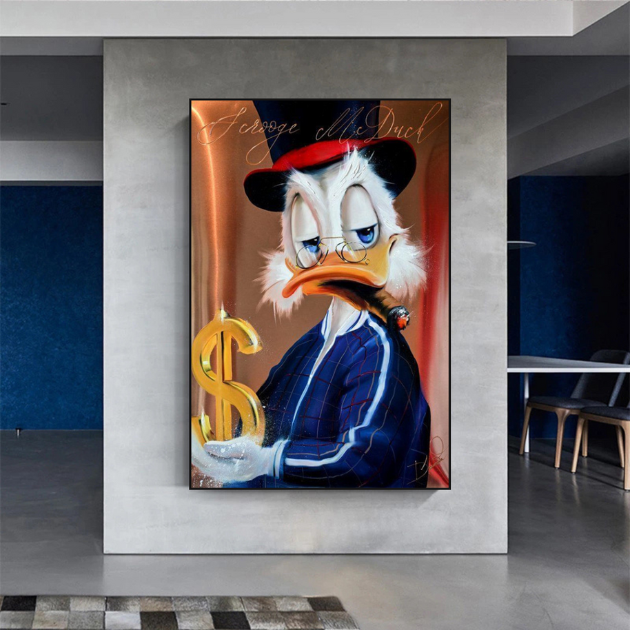 Scrooge McDuck Money Maker Millionaire Canvas Wall Art-MinimalisticDecor.com