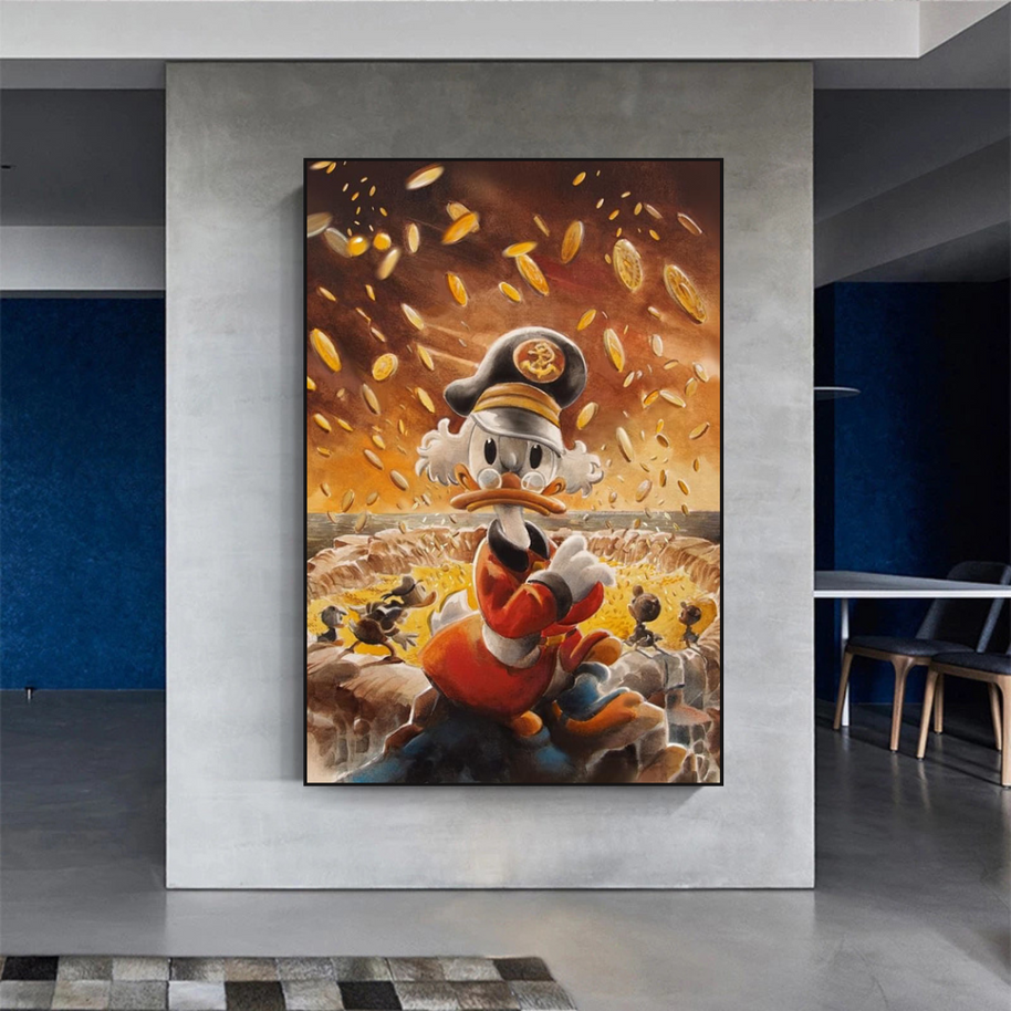 Scrooge McDuck Money Maker Millionaire Canvas Wall Art-MinimalisticDecor.com