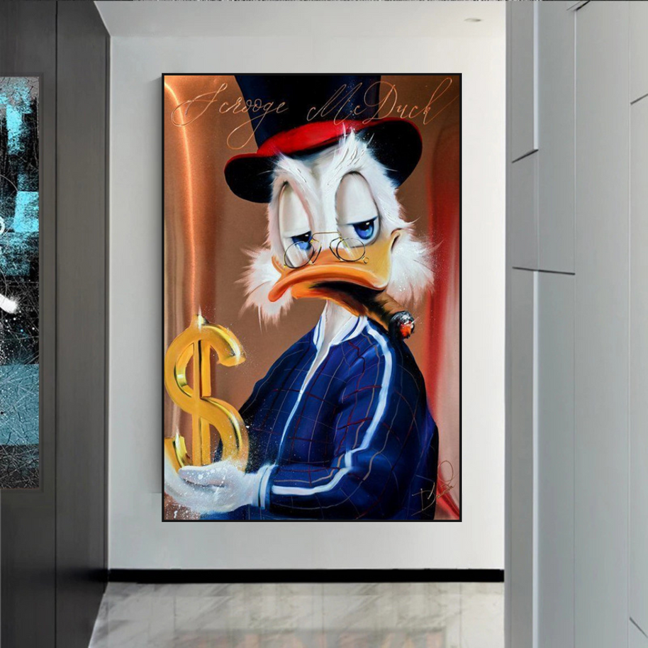Scrooge McDuck Money Maker Millionaire Canvas Wall Art-MinimalisticDecor.com