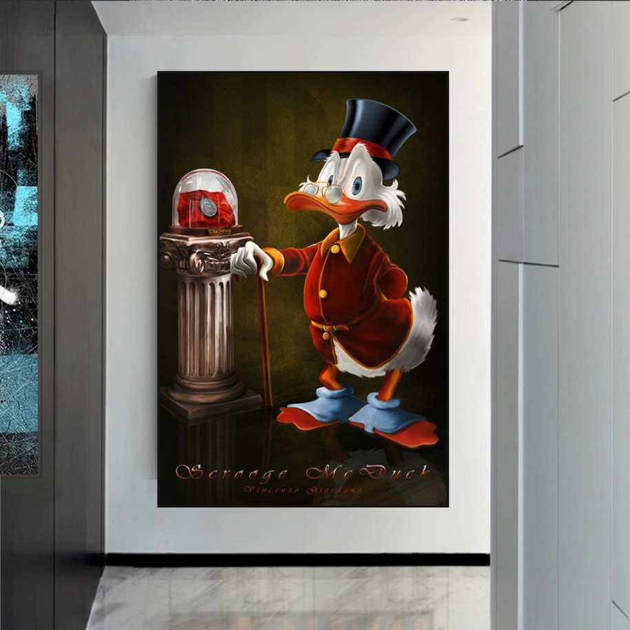 Scrooge McDuck Money Maker Millionaire Canvas Wall Art-MinimalisticDecor.com