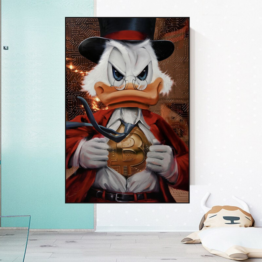 Scrooge McDuck Money Maker Millionaire Canvas Wall Art-MinimalisticDecor.com