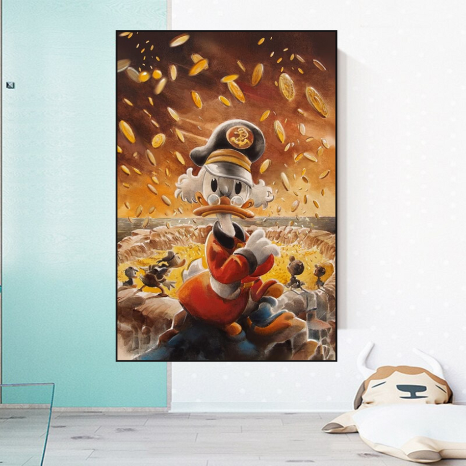 Scrooge McDuck Money Maker Millionaire Canvas Wall Art-MinimalisticDecor.com